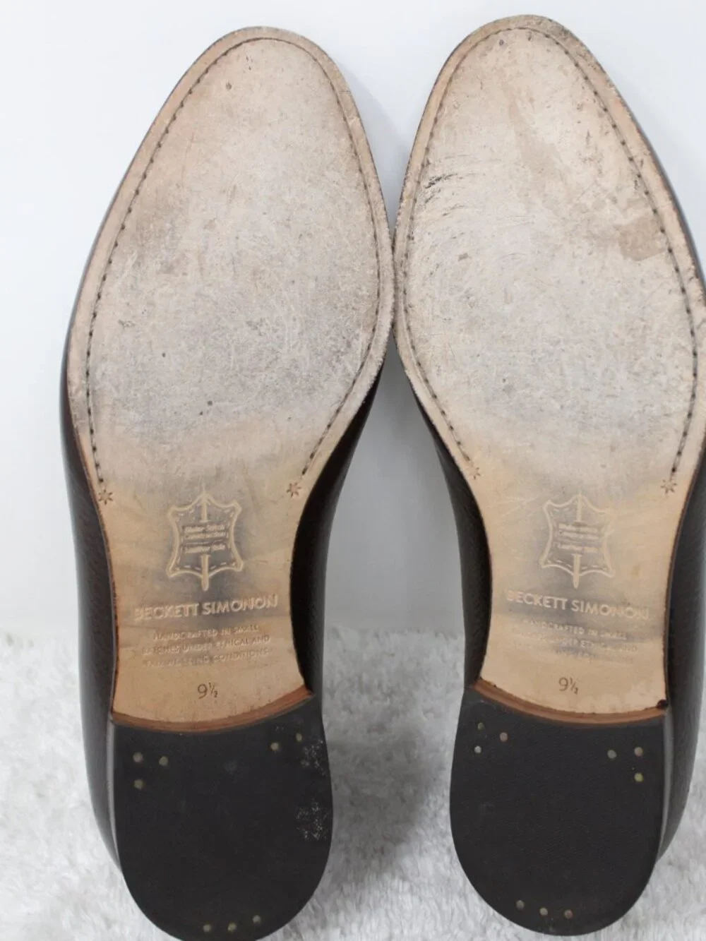 Beckett Simonon Shoes Mens 9 1/2 Brown Pebbled Leather Belgian Loafer Slip-On